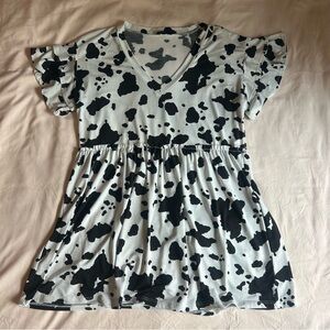 Cow Print Babydoll Top – Size Medium
